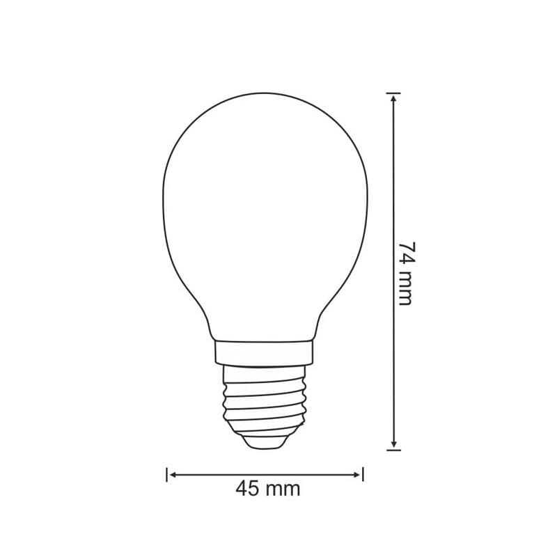 Żarówka LED E27 2W G45 Filament kulka biała ciepła wymiary