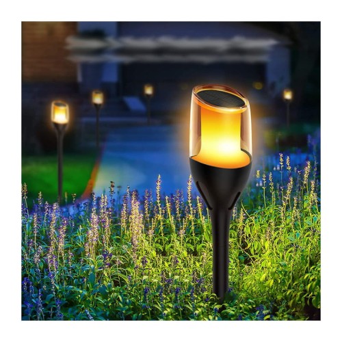 Lampa ogrodowa LED SOLARNA PŁOMIEŃ słupek biała ciepła_1