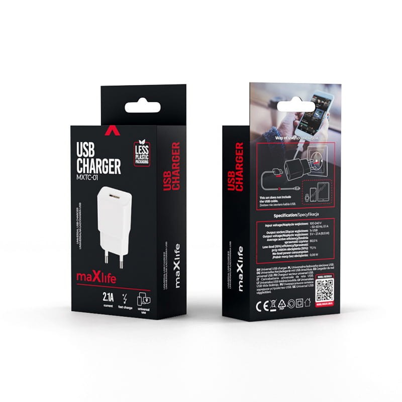 Zasilacz, ładowarka USB 5V 2,1A DC biała_3