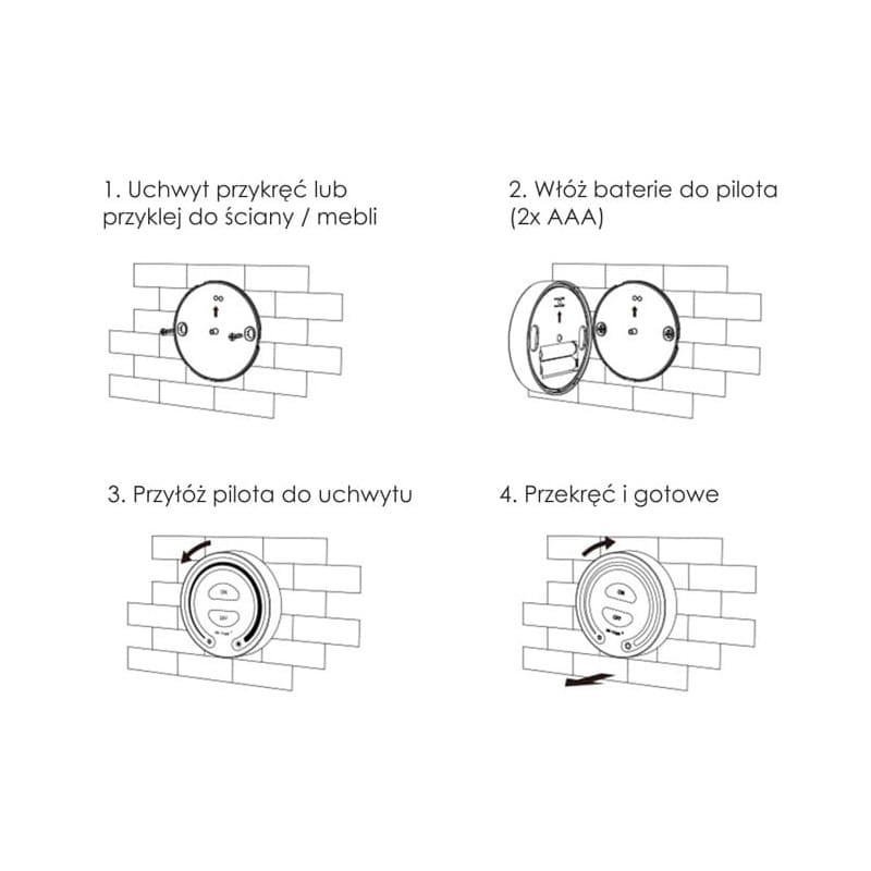 Pilot naścienny ściemniacz 1-strefowy MONO Mi-Light - FUT087 montaż