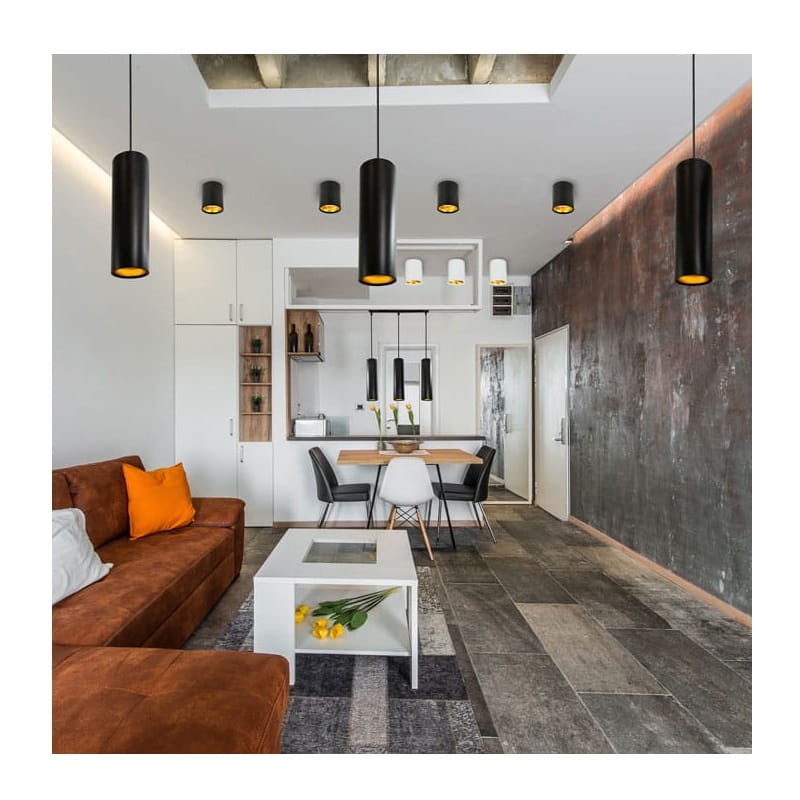 Lampa sufitowa wisząca LATI GU10 kabel 1m - czarna pokój