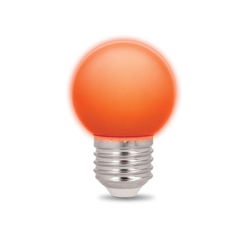 Żarówka LED E27 2W 230V pomarańczowa G45 kulka