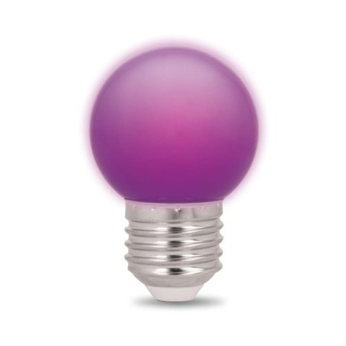 Żarówka-LED-E27-2W-230V-fioletowa-G45-kulka