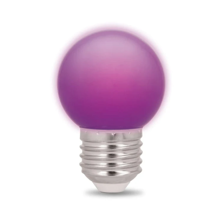 Żarówka-LED-E27-2W-230V-fioletowa-G45-kulka