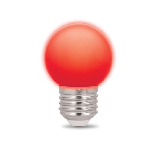 Żarówka-LED-E27-2W-230V-czerwona-G45-kulka