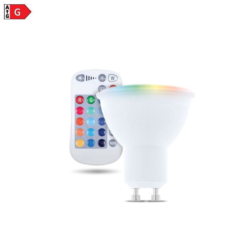 Żarówka LED GU10 RGBW RGB + biała ciepła 5W + pilot