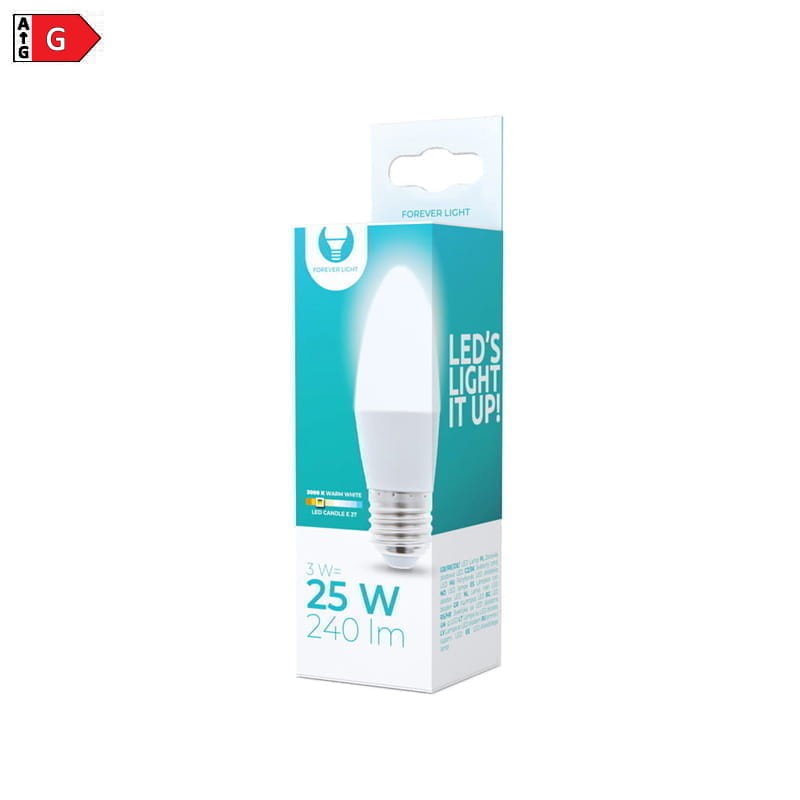 Żarówka-LED-E27-3W-biała-ciepła-świeczka-C37 opakowanie