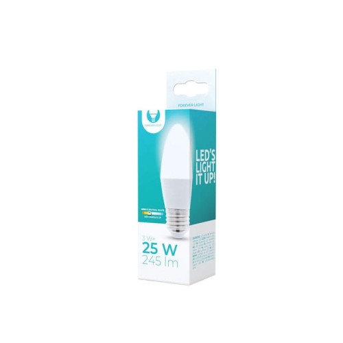 Żarówka LED E27 3W biała neutralna świeczka C37 opakowanie
