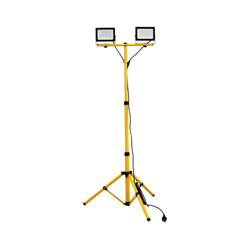 Zestaw statyw + 2 x Naświetlacz LED 50W - biały zimny stojak żółty
