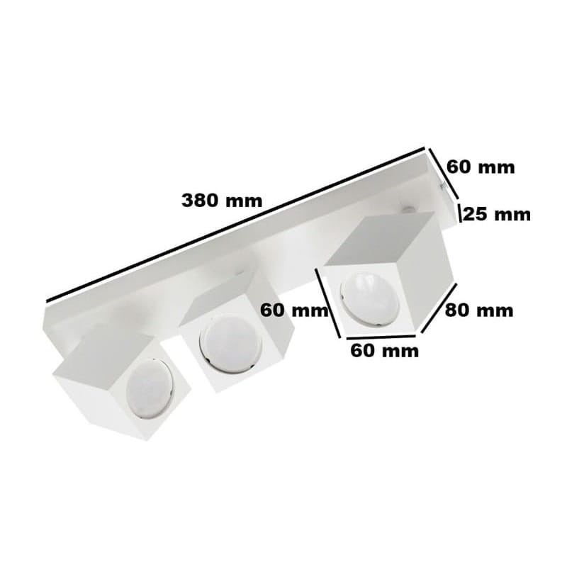 Kinkiet lampa potrójna GU10 QUANTUS III ruchoma biała wymiary