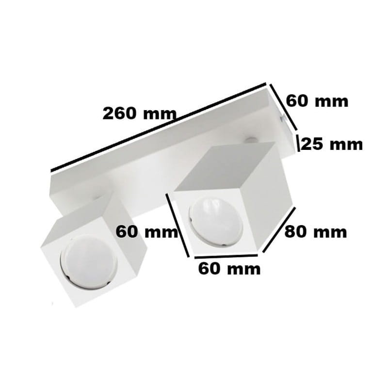 Kinkiet lampa podwójna GU10 QUANTUS II ruchoma biała wymiary