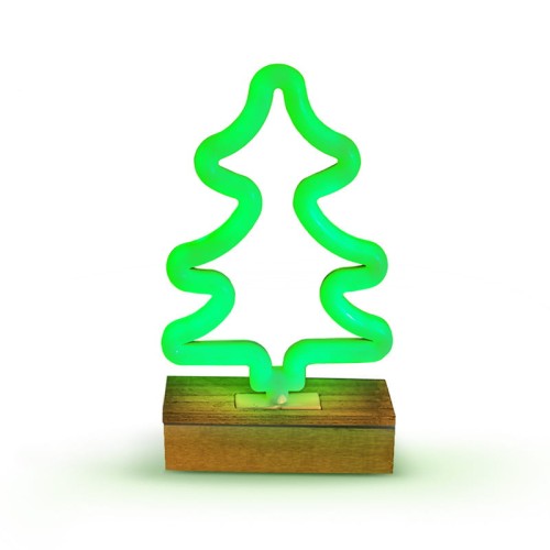 Neon dekoracyjny LED CHOINKA na podstawce zielony USB + AA