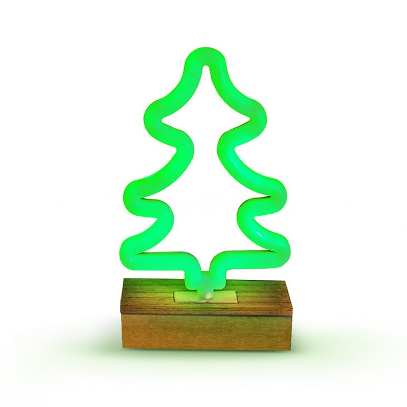Neon dekoracyjny LED CHOINKA na podstawce zielony USB + AA