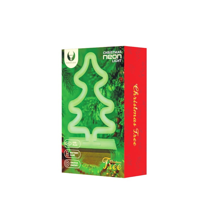 Neon dekoracyjny LED CHOINKA na podstawce zielony USB + AA_3