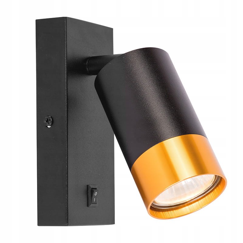 Kinkiet do czytania pojedynczy GU10 czarno-złoty z wyłącznikiem