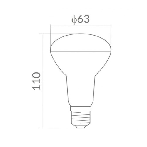 Żarówka LED E27 10W R63 biała ciepła wymiary