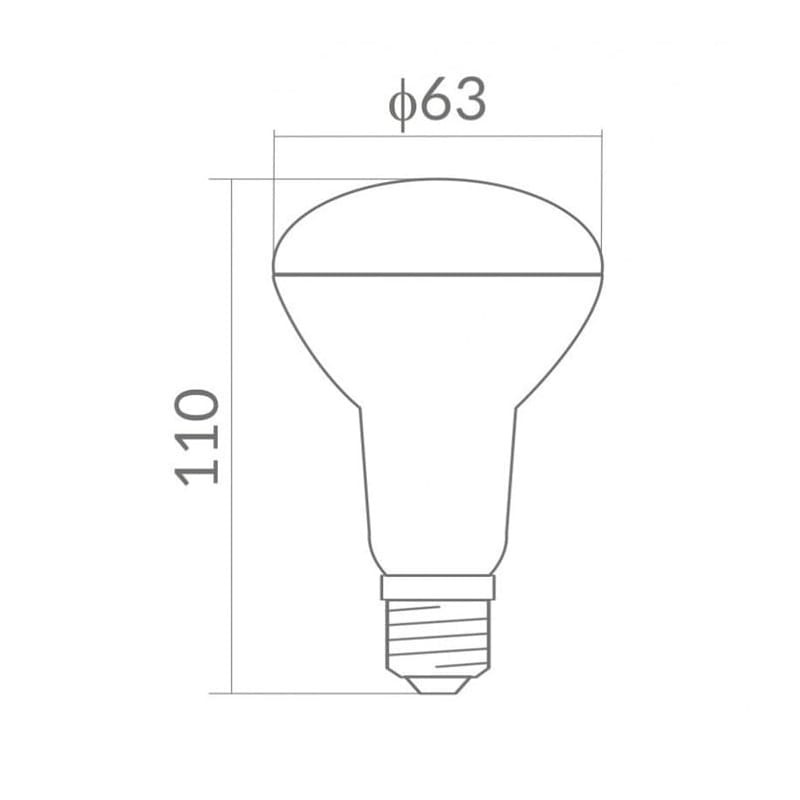 Żarówka LED E27 10W R63 biała zimna wymiary