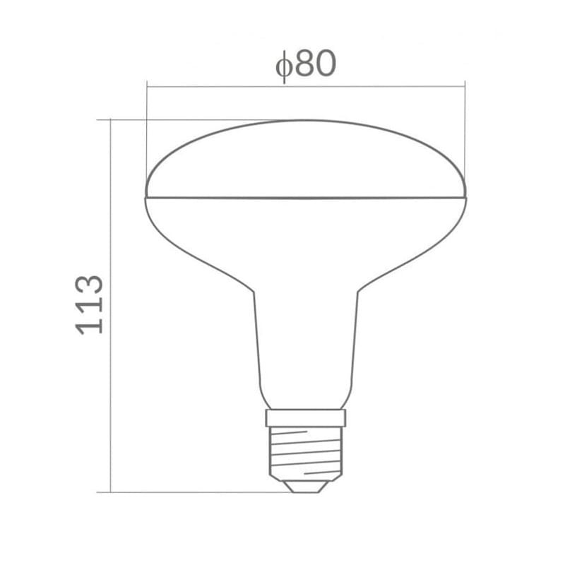 Żarówka LED E27 12W R80 biała zimna wymiary