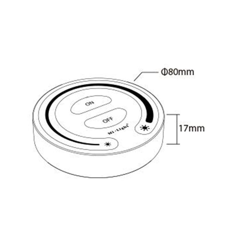 Pilot naścienny ściemniacz 1-strefowy MONO Mi-Light - FUT087 czarny wymiary