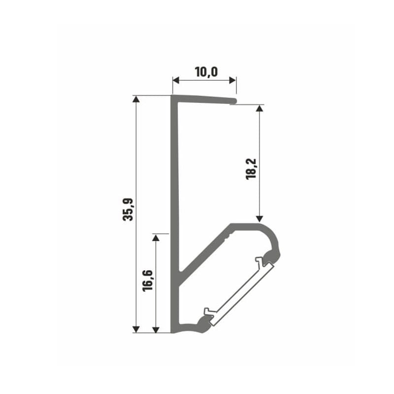 PROFIL Lumines Q18 narożny czarny anodowany meblowy 1m wymiary