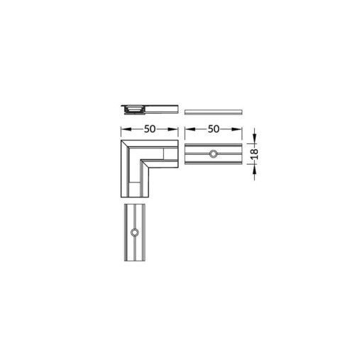 Łącznik kątowy 90° czarny do profilu aluminiowego LED - narożnego CORNER10 wymiary