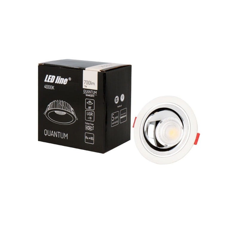 Oprawa oświetleniowa LED LEDline downlight 7W 700lm 230V 4000K Quantum wpuszczana z opakowaniem
