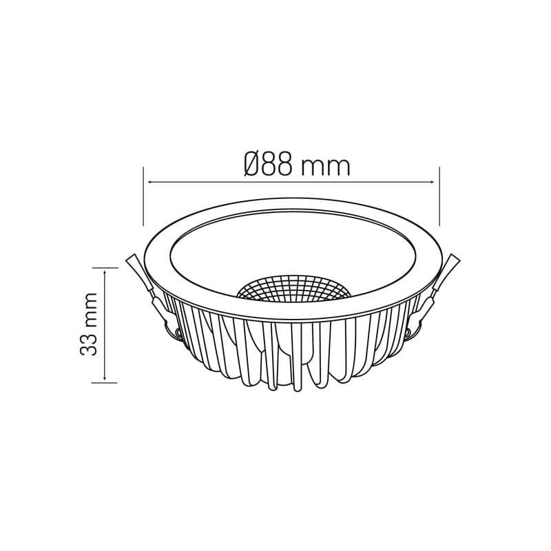 Oprawa oświetleniowa LED LEDline downlight 7W 700lm 230V 4000K Quantum wpuszczana wymiary
