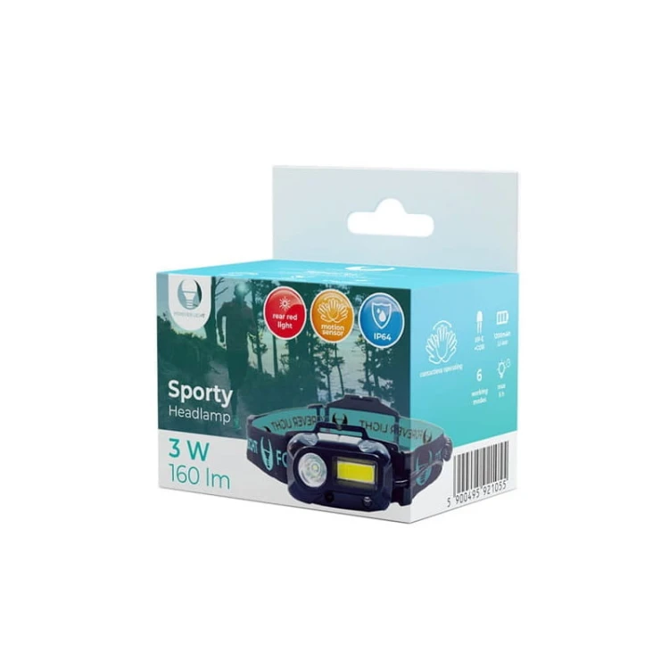 Lampka czołowa, czołówka LED Sporty XP-E 3W + COB 3W 160lm 1200mAh Li-Ion Forever opakowanie