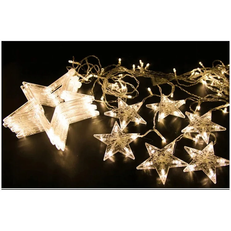 Lampki, kurtyna świetlna LED gwiazdki 2,5m biała ciepła 230V_6