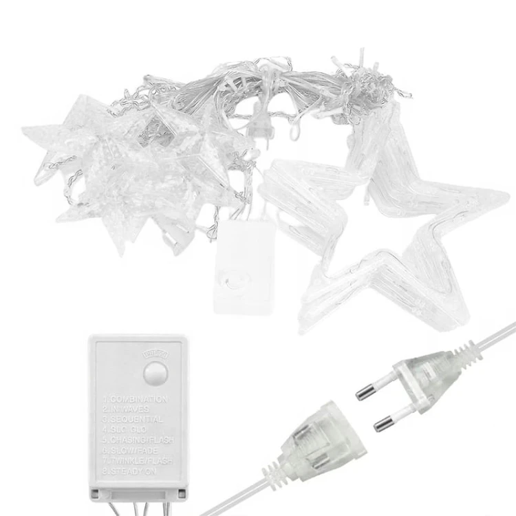 Lampki, kurtyna świetlna LED gwiazdki 2,5m biała zimna 230V_3