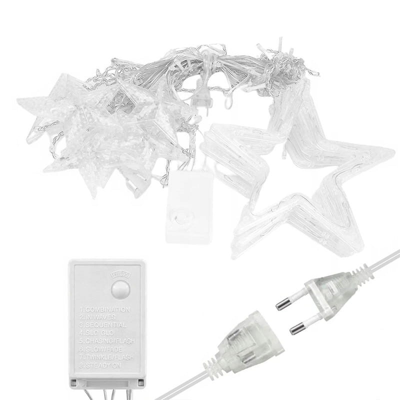 Lampki, kurtyna świetlna LED gwiazdki 2,5m biała zimna 230V_3