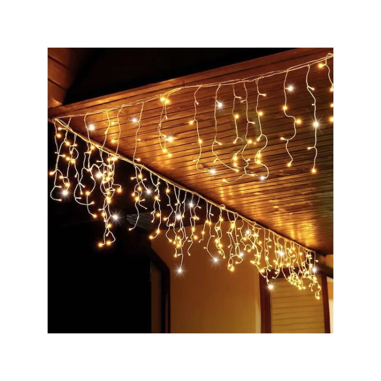 Kurtyna świetlna, sople 500 LED 20m biała ciepła 230V IP44 + pilot _2