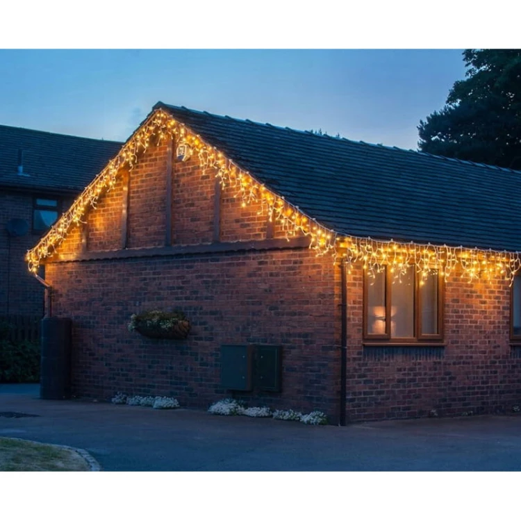 Kurtyna świetlna, sople 500 LED 20m biała ciepła 230V IP44 + pilot _3
