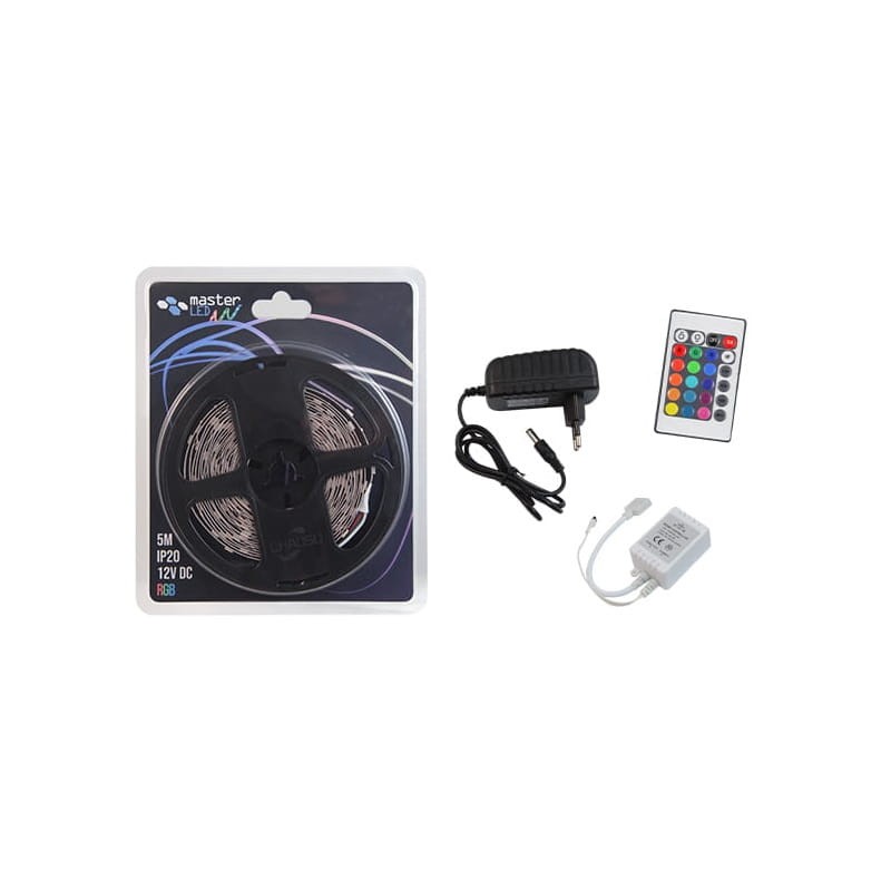 Zestaw taśma LED RGB 150SMD5050 IP20 RGB - 5m. + zasilacz + sterownik + pilot