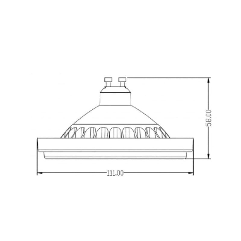 Żarówka LED GU10 ES111 9W biała zimna 120° wymiary