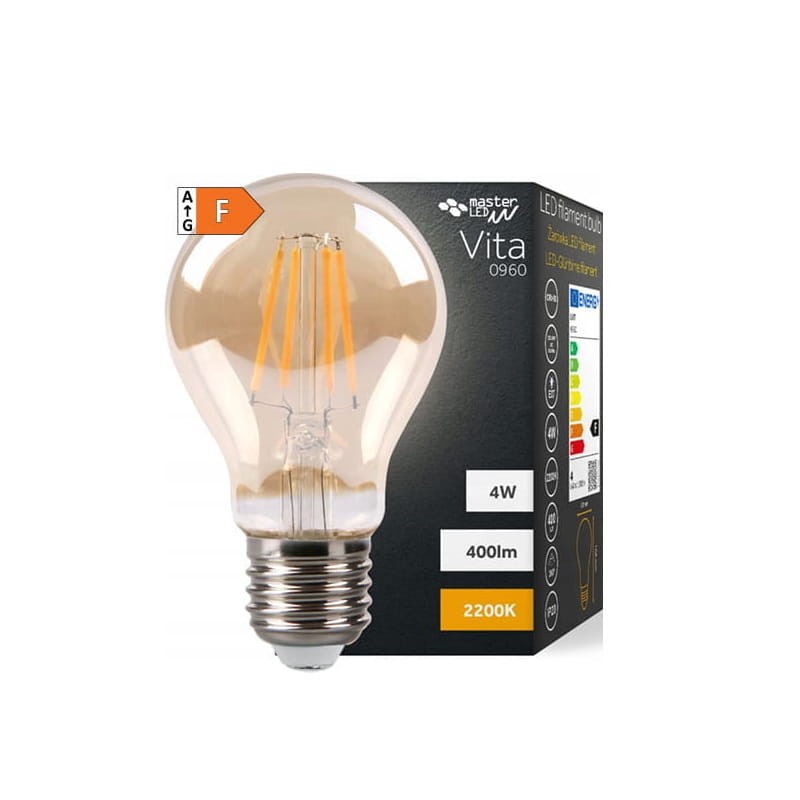 Żarówka LED E27 4W Filament Vita A60 ciepła 2200K Amber z opakowaniem