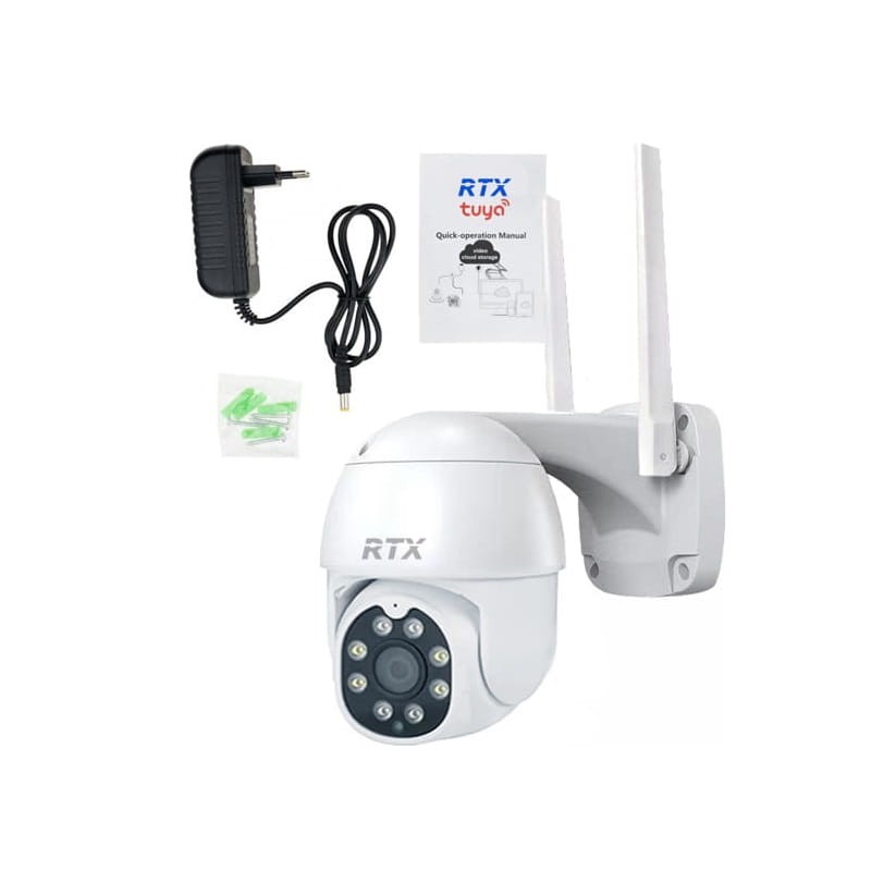 Kamera SmartCam zewnętrzna obrotowa z funkcją śledzenia Tuya Google z zasilaczem