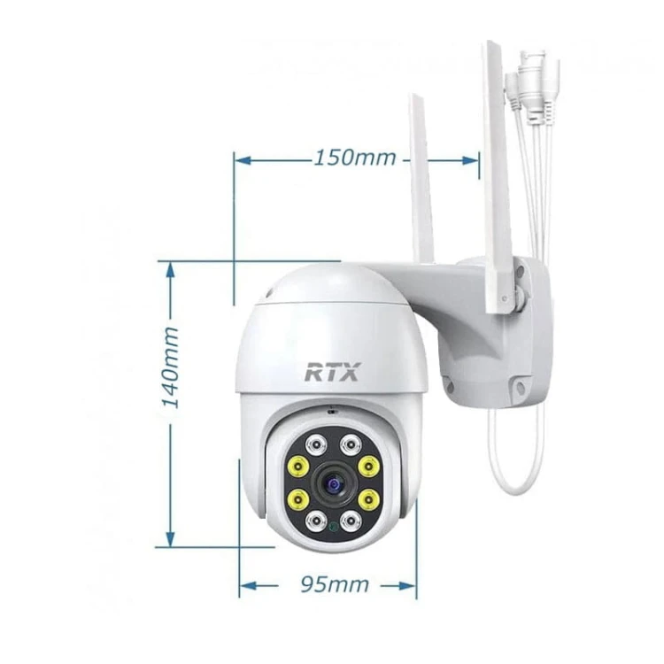 Kamera SmartCam zewnętrzna obrotowa z funkcją śledzenia Tuya Google wymiary
