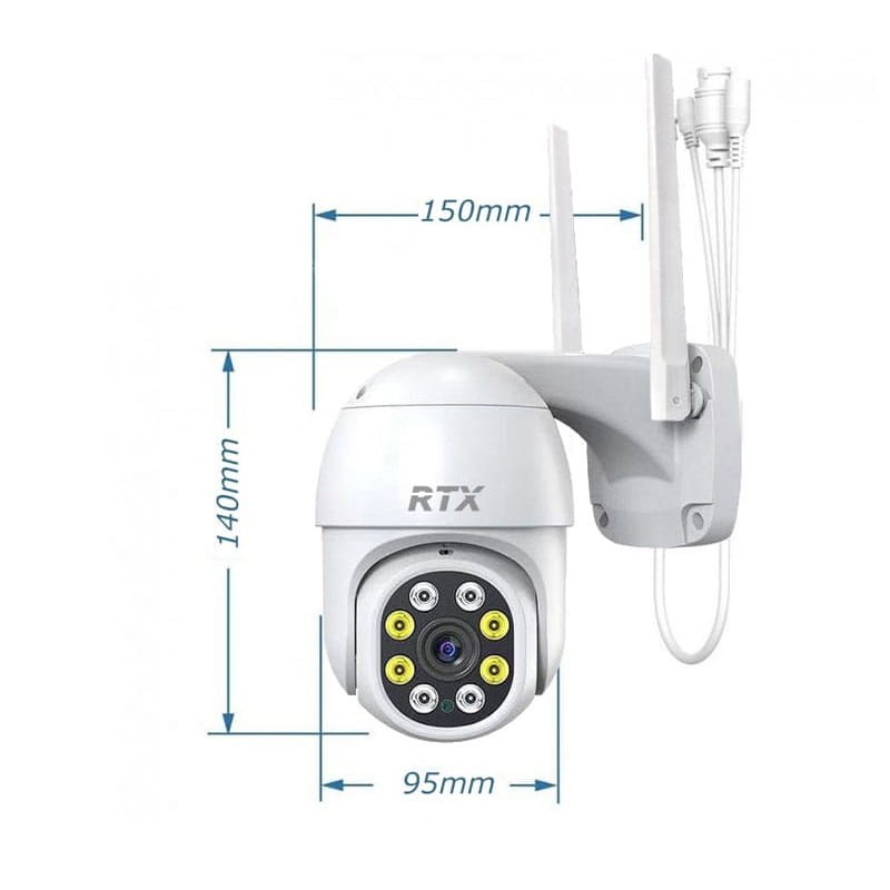 Kamera SmartCam zewnętrzna obrotowa z funkcją śledzenia Tuya Google wymiary