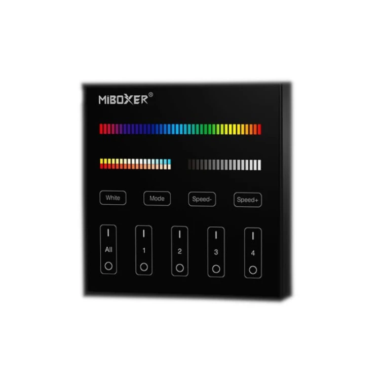 Pilot dotykowy do taśm RGB+CCT szklany naścienny B1 na baterie 4-strefowy czarny