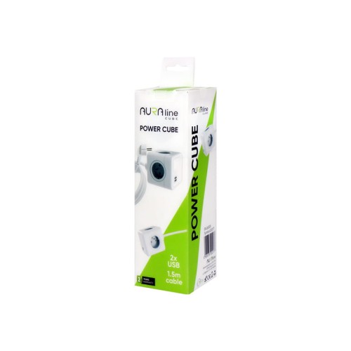 Rozgałęźnik Power Cube 4 gniazda 230V + 2xUSB 2,1A z przewodem 1,5m_1