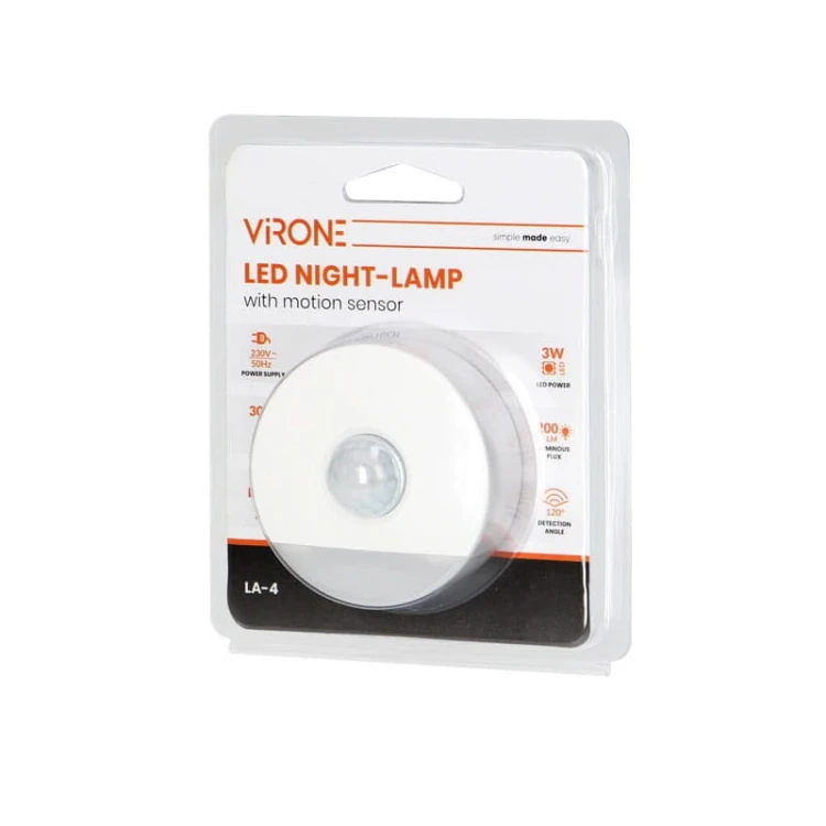 Lampka nocna LED 0,2-3W z czujnikiem ruchu i zmierzchu, z funkcją korytarzową - biała ciepła opakowanie
