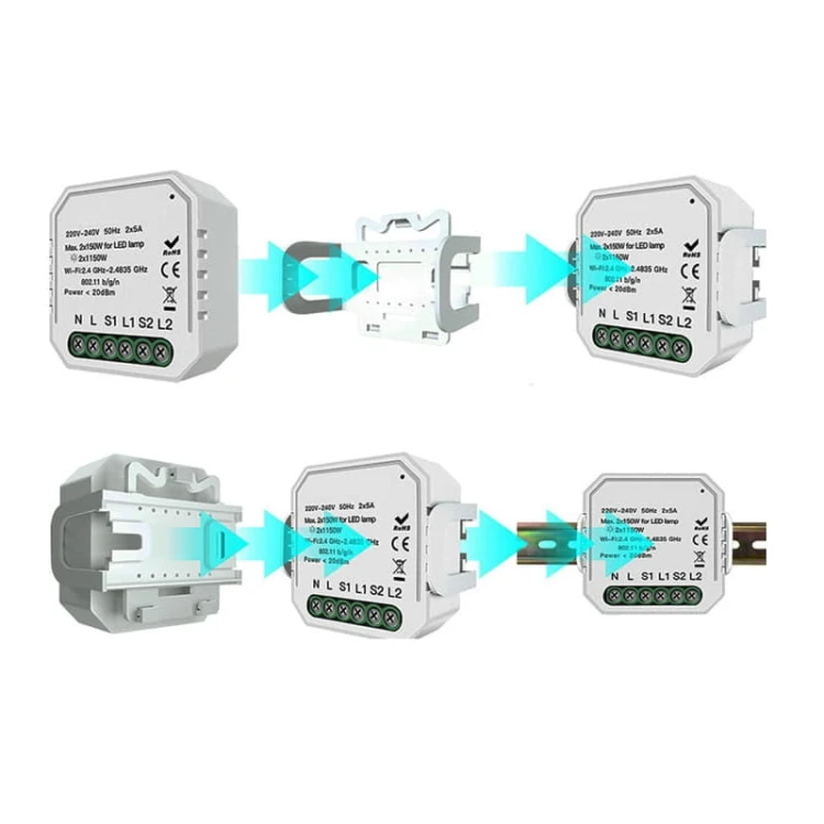 Przekaźnik Dopuszkowy 1ob ZigBee TUYA Działa bez N montaż