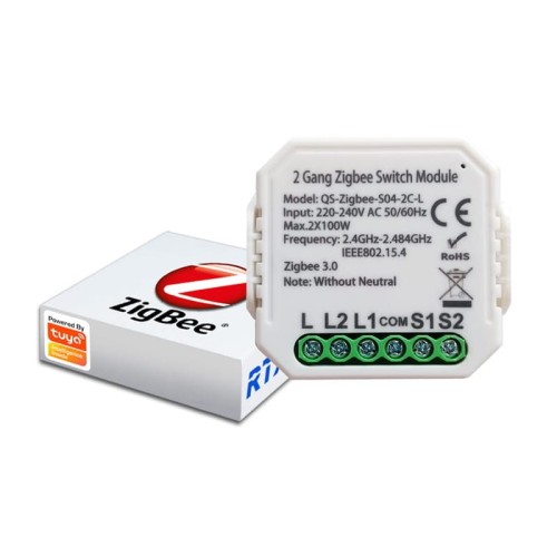 Przekaźnik Dopuszkowy 2ob ZigBee TUYA Działa bez N z opakowaniem