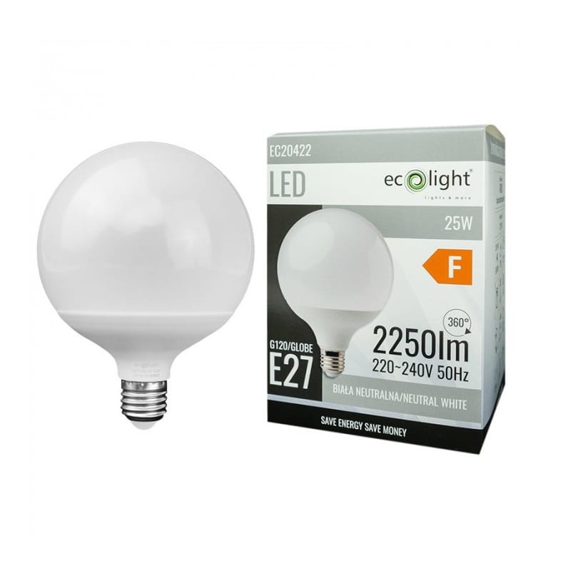 Żarówka LED E27 25W GLOBE G120 biała neutralna z opakowaniem