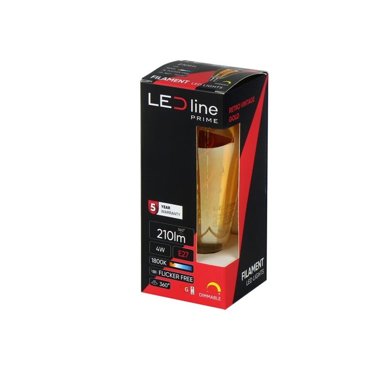 Żarówka LED Prime E27 4W ST64 ciepła 1800K 210lm Filament ściemnialna opakowanie