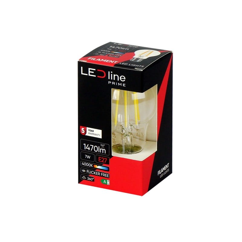 Żarówka LED Prime E27 7W kula A60 neutralna 4000K 1470lm Filament opakowanie