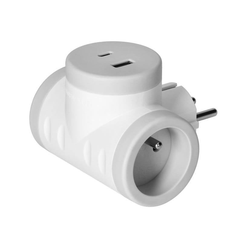 Rozgałęźnik 2P+Z z ładowarką 2XUSB, szybkie ładowanie