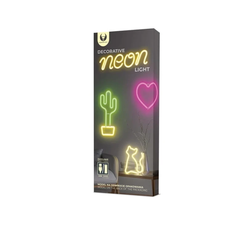 Neon dekoracyjny LED KAKTUS pomarańcz-zielony Bat + USB FLNEO2 Forever Light opakowanie