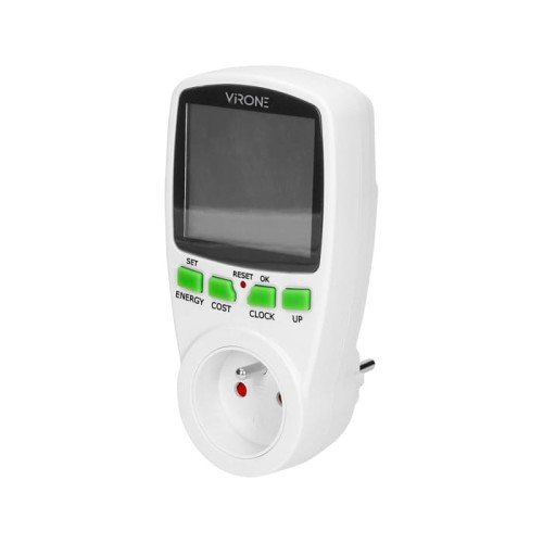 Dwutaryfowy watomierz, kalkulator energii z wyświetlaczem LCD, 2 oddzielne taryfy, wewnętrzny akumulator